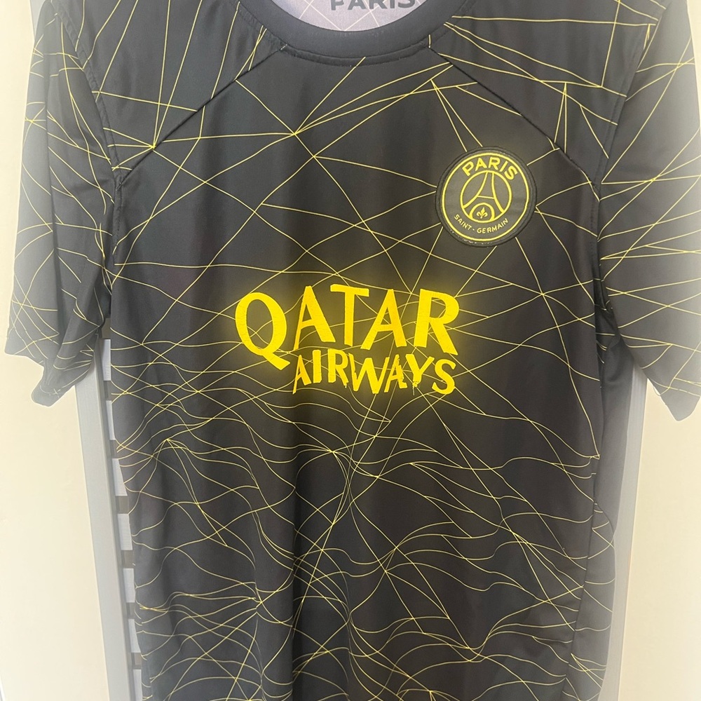 PSG Black & Yellow Soccer Jersey with Round Crest